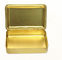 O armazenamento relativo à promoção do alimento estanha doces da cor do ouro com tampa articulada e logotipo gravado fornecedor