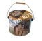 Amendoins redondos da caixa da lata do presente/punho de madeira de Metalwire armazenamento dos doces fornecedor