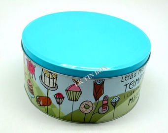 China Cor azul caixa grande impressa da lata do metal para anéis de espuma e armazenamento do bolo fornecedor